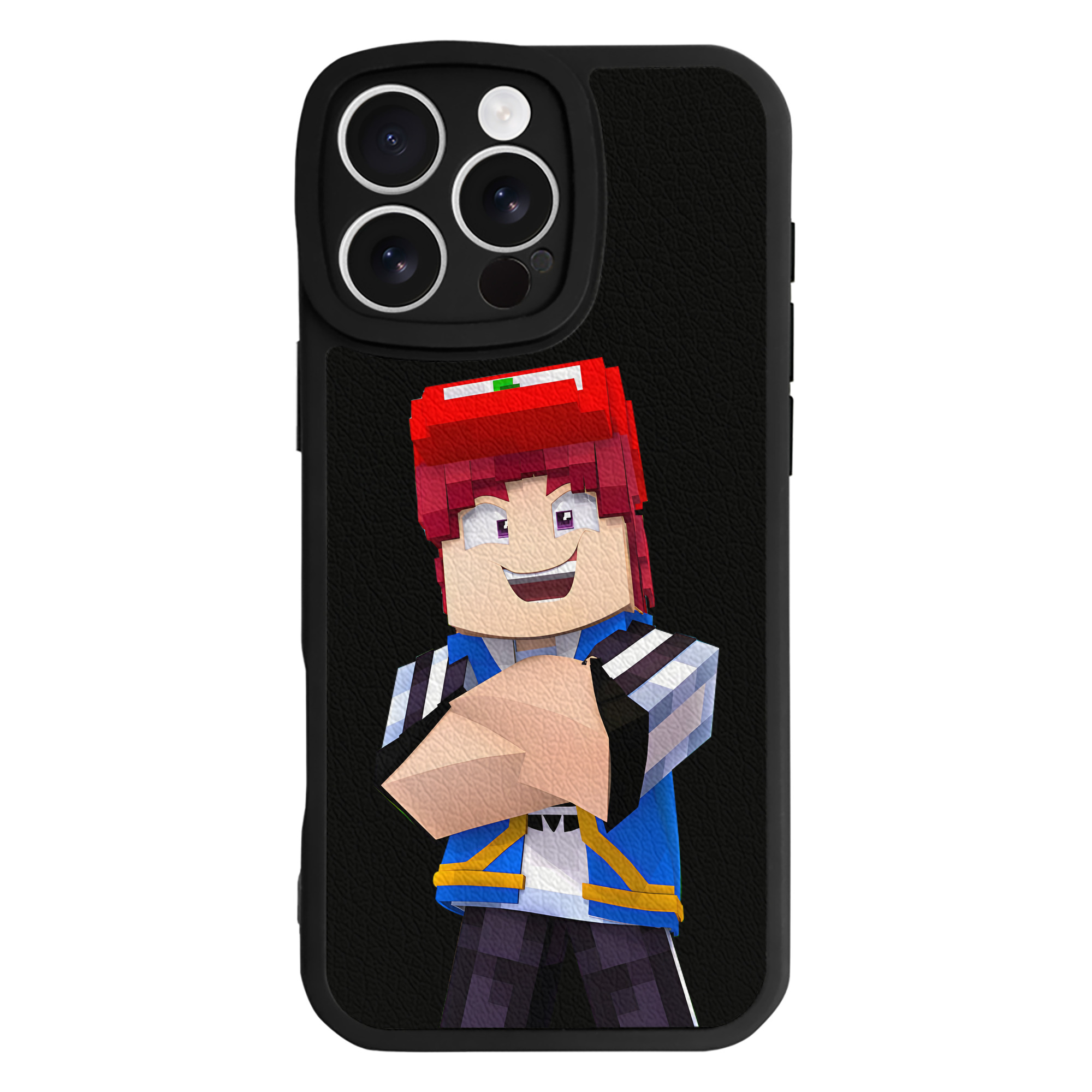 （画像用） マインクラフト ブロックの世界 Minecraft MC Block world 【iPhone 16シリーズ対応】シリコンスマホケース（レザー調） 材質：シリコン